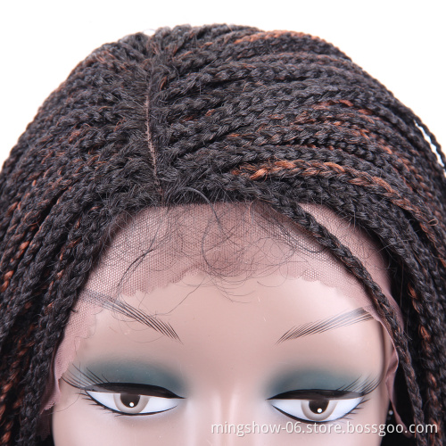 Ombre Hair Box Braid Wig Short Bob Synthetic Lace Front Wigs Crochet pre-braided 2X Twist Braids Wig